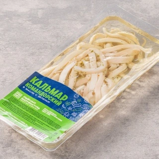 Кальмар в масле с зеленью "Рыбная мануфактура №1, пл.лоток, 200гр