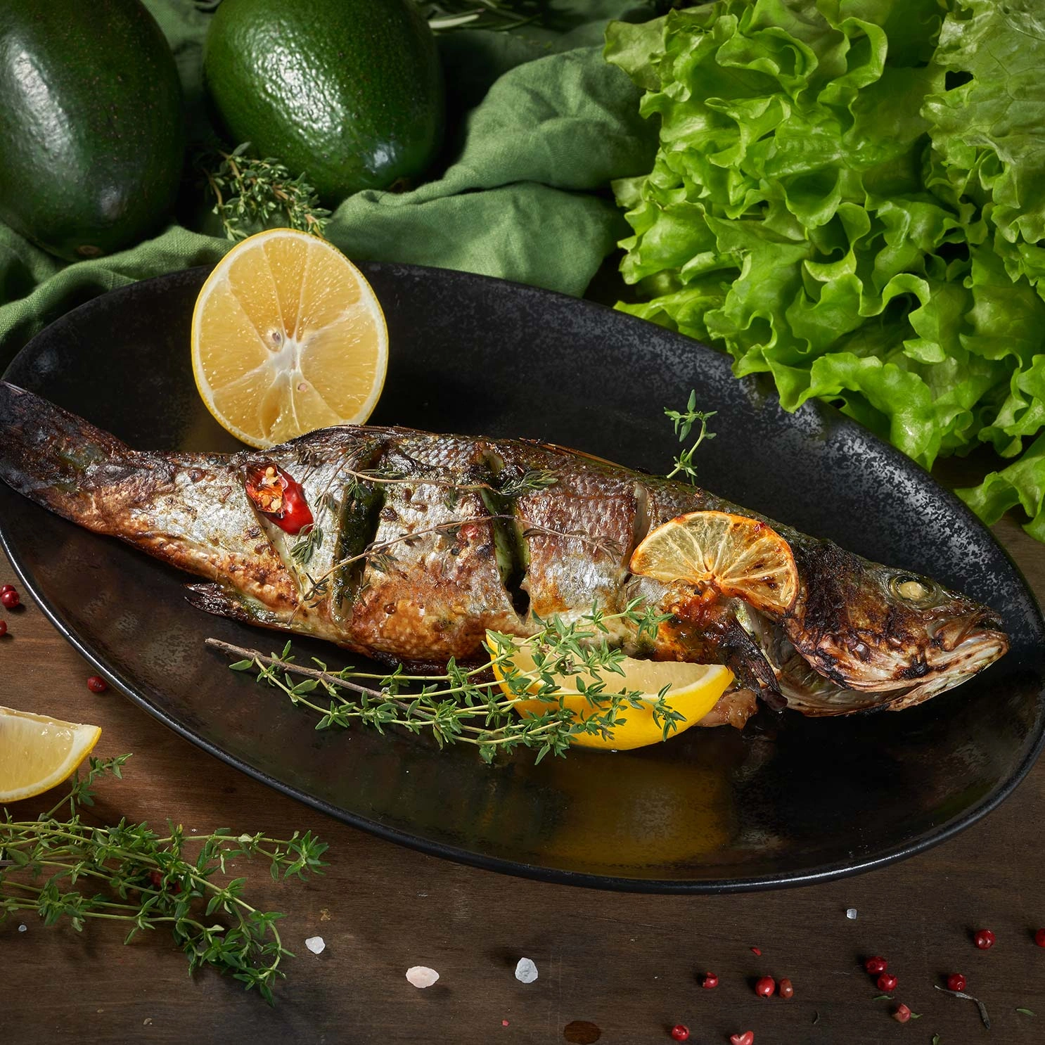 Сибас-гриль в маринаде "Базилик", вес