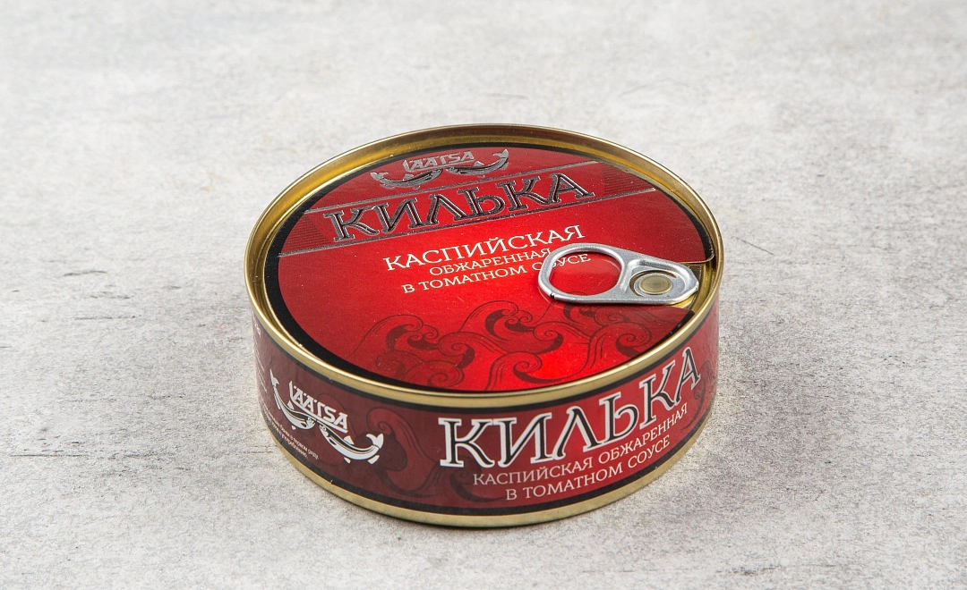 Килька каспийская неразделанная обжаренная  в томатном соусе, ж/б, 240 гр