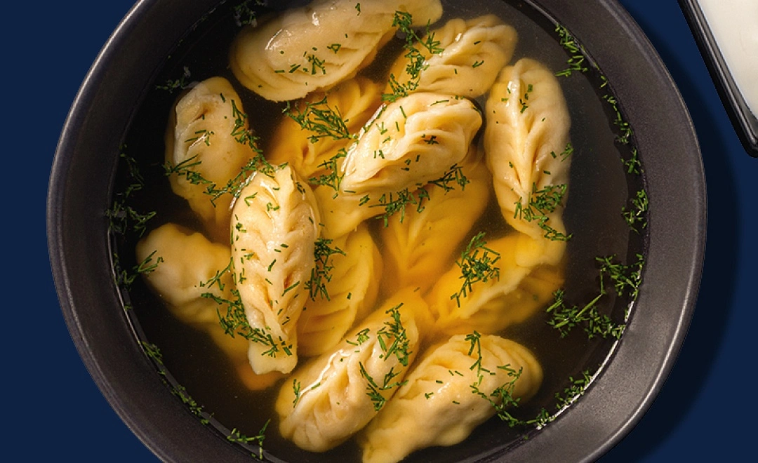 Пельмешки из 2 видов рыб вареные с бульоном