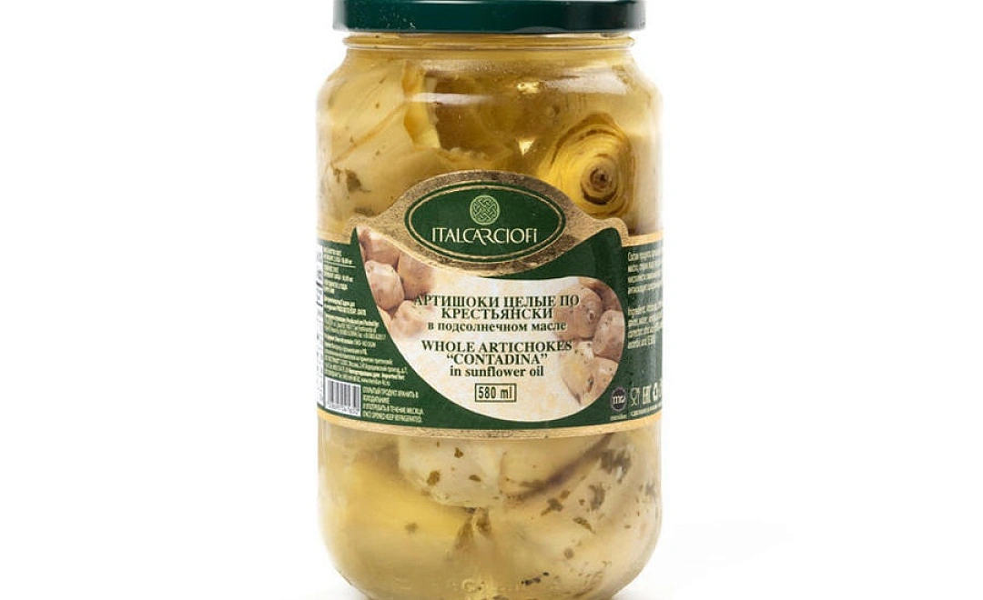 Артишоки Italcarciofi в подсолнечном масле целые по-крестьянски, ст/б, 530 гр/310 гр