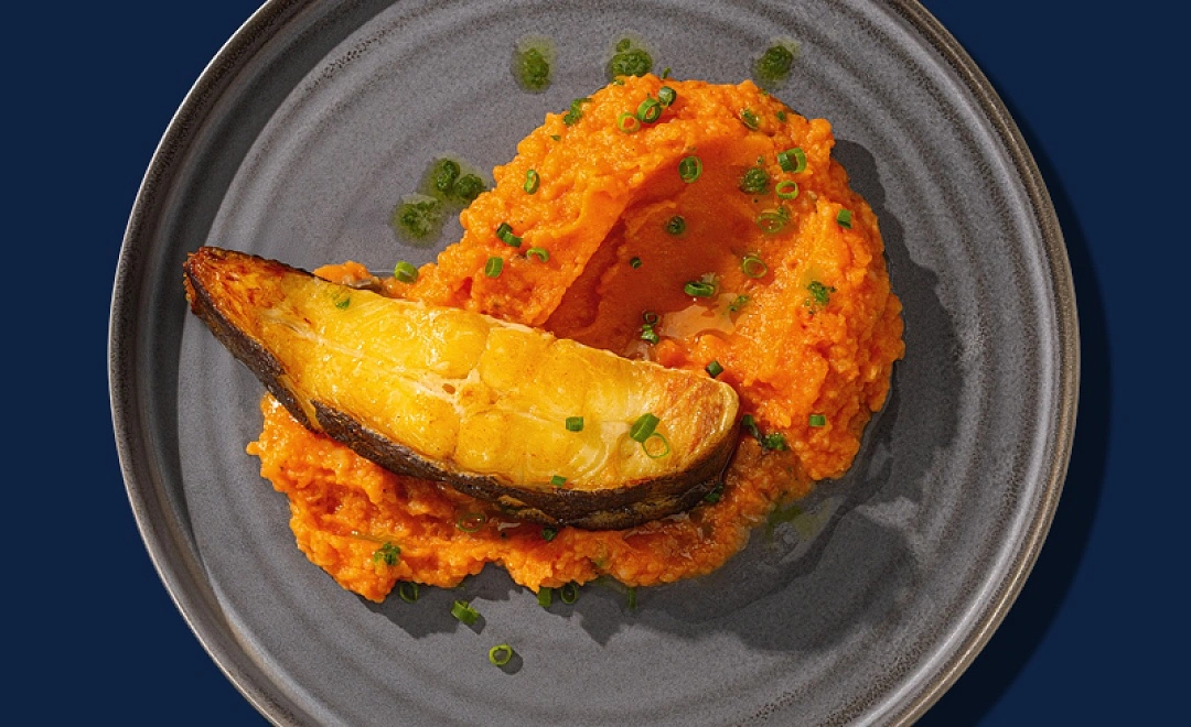 Запеченный палтус с картофельным пюре