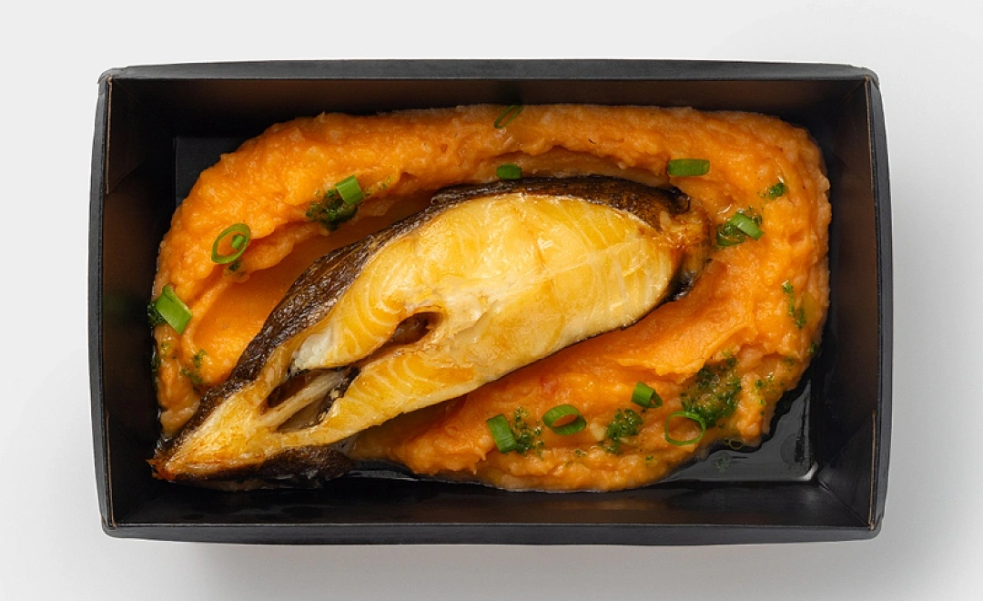 Запеченный палтус с картофельным пюре