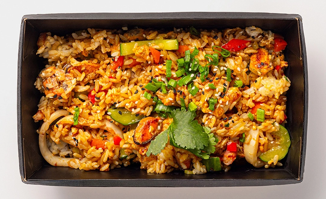Рис теппан с морепродуктами