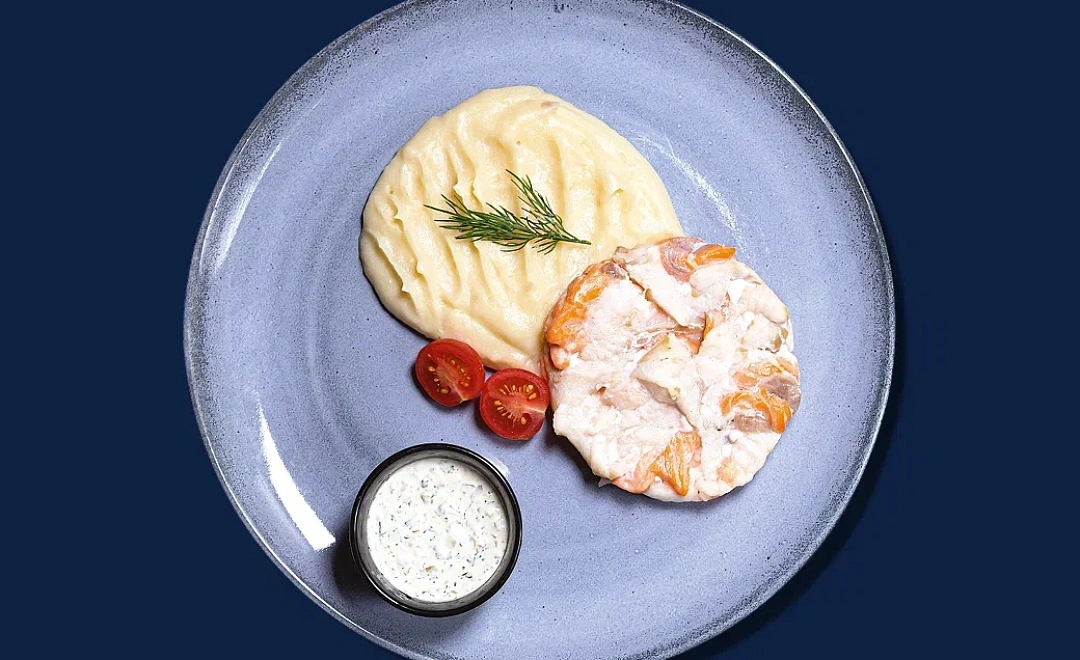 Рыбная котлетка с картофельным пюре 300гр