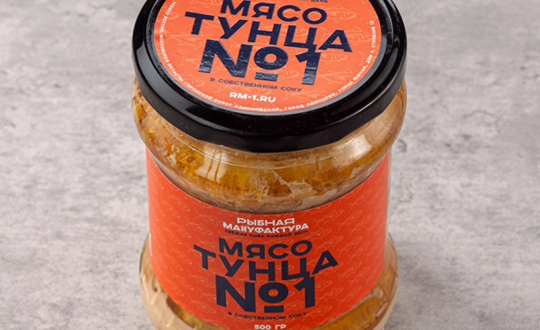 Мясо тунца в собственном соку Рыбная мануфактура №1, ст/б,  500гр